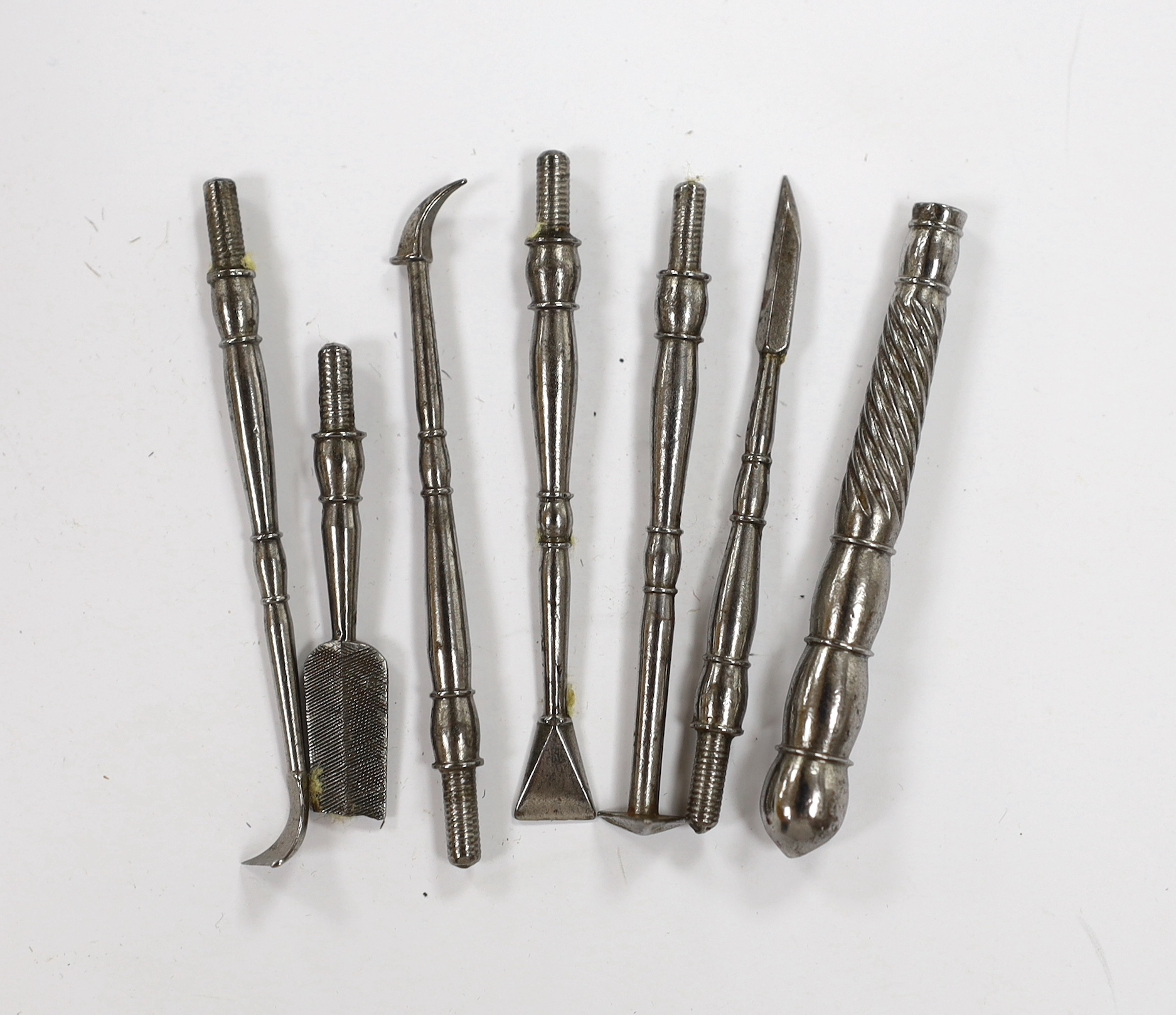 A late 18th century shagreen cased set of toothpicks, etc. case 7.5cm